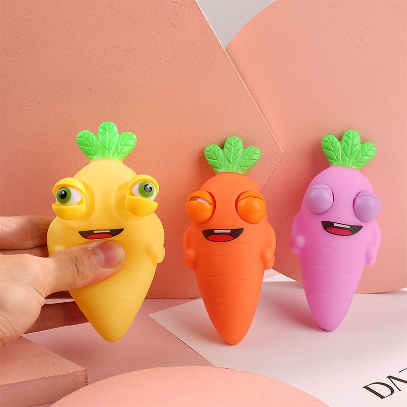 "Squinting Carrot Squeeze Toy"